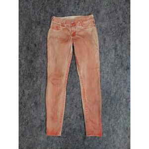 True Religion Jeans Womens 27 Orange Coated Waxed Halle Low Rise Skinny USA